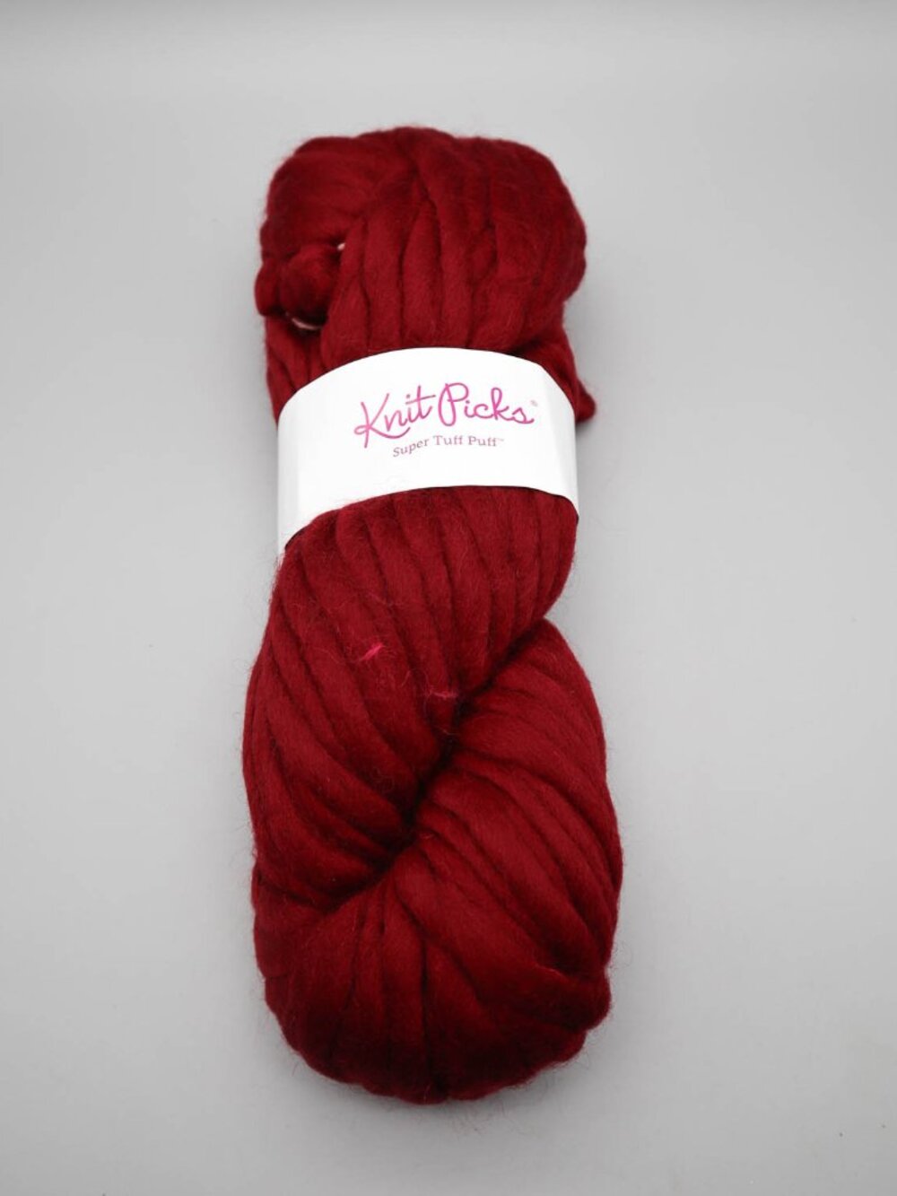 Knit Picks Super Tuff Puff Jumbo Weight Wool Yarn Pomegranate Red 44 Yds 7 oz